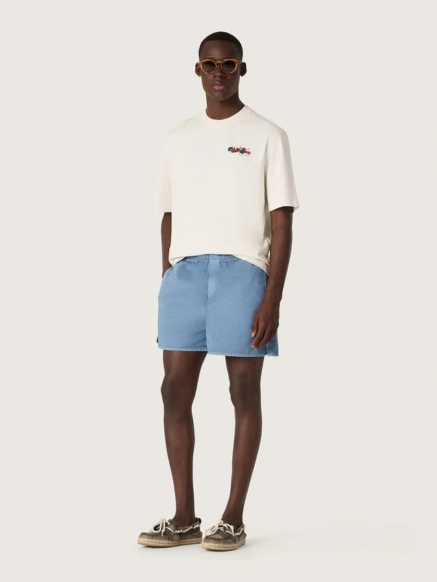 Chemise unisexe Resort en coton blanc avec imprimé et logo