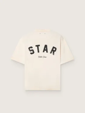 Chemise unisexe Star en coton blanc vintage avec imprimé noir dans le dos