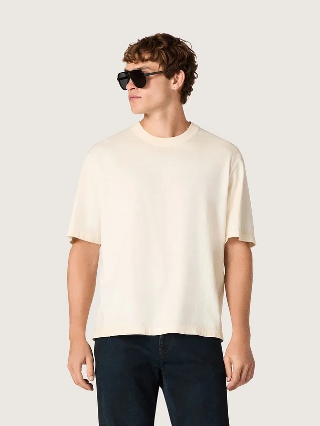 Chemise unisexe Star en coton blanc vintage avec imprimé noir dans le dos