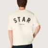 Chemise unisexe Star en coton blanc vintage avec imprimé noir dans le dos