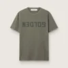 Chemise vert olive pour homme avec inscription dorée