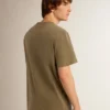 Chemise vert olive pour homme avec inscription dorée