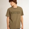Chemise vert olive pour homme avec inscription dorée