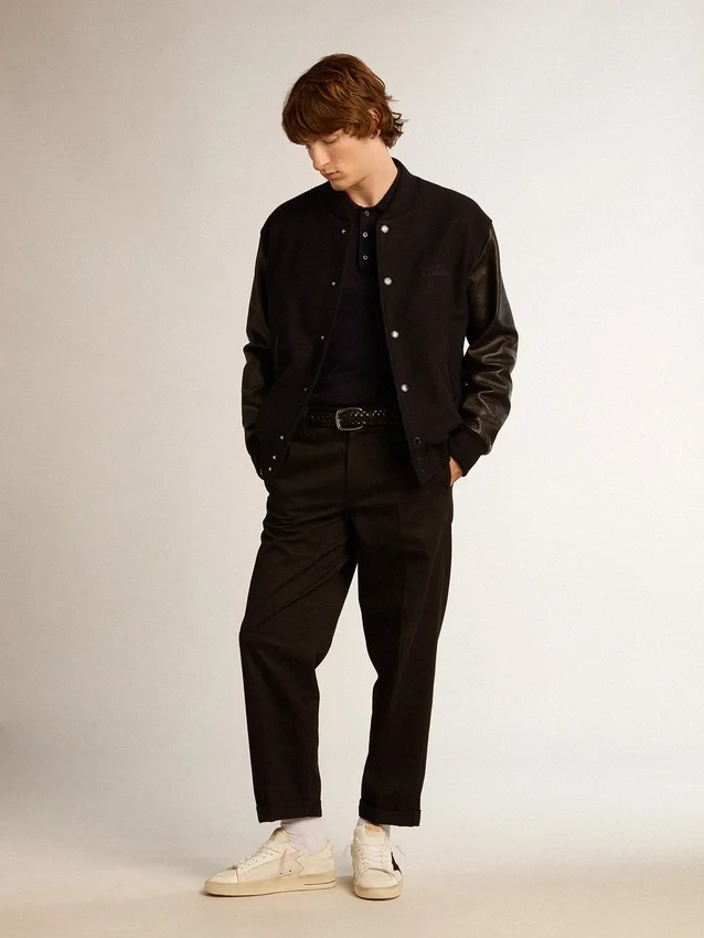 Chino noir en coton pour homme