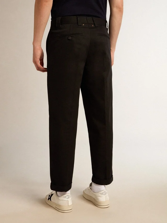 Chino noir en coton pour homme