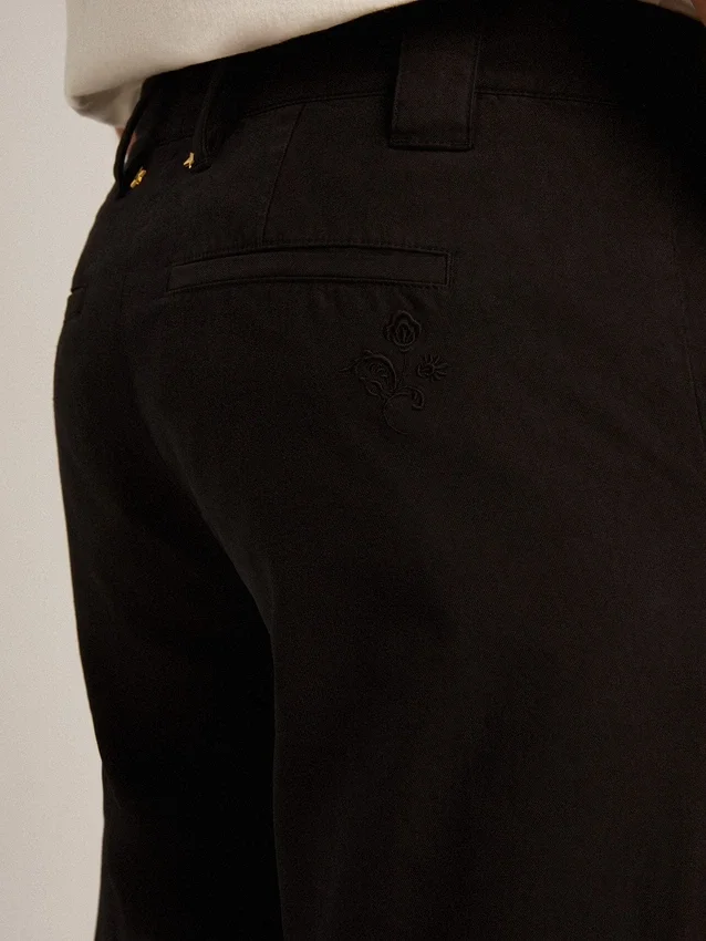 Chino noir en coton pour homme