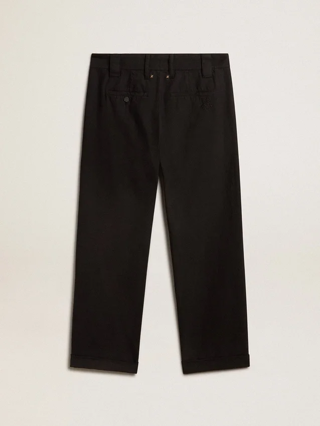 Chino noir en coton pour homme