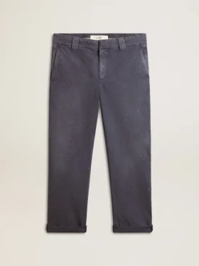 Chino pour homme bleu à l'effet usé
