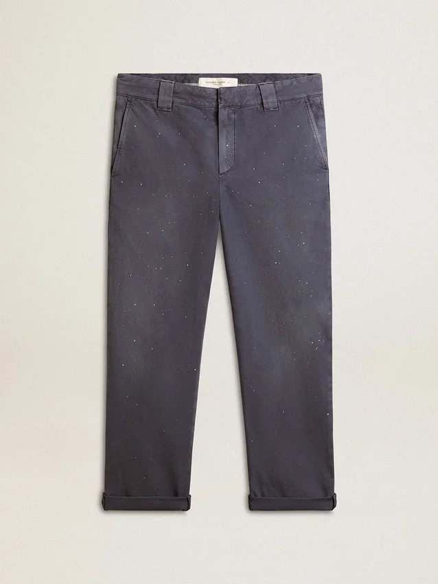 Chino pour homme bleu à l'effet usé
