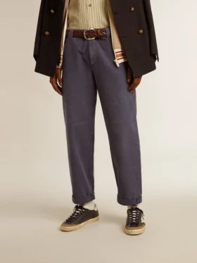 Chino pour homme bleu à l’effet usé