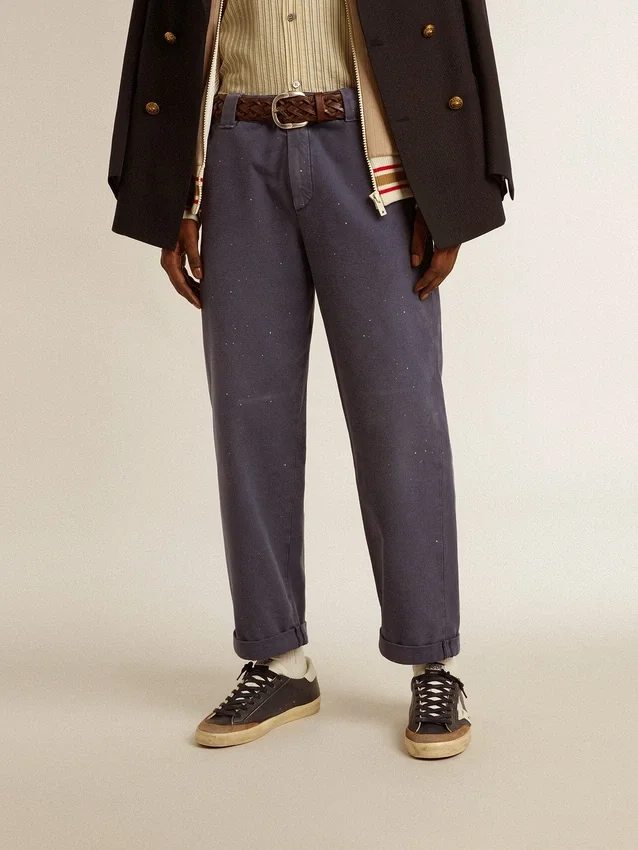 Chino pour homme bleu à l'effet usé