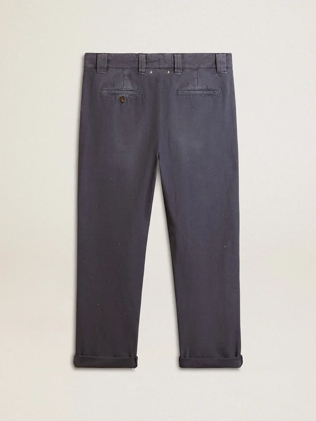 Chino pour homme bleu à l'effet usé
