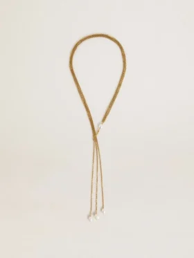 Collier avec des chaînes couleur or antique et des perles