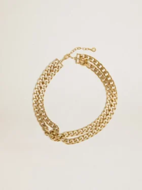 Collier à chaîne tressée couleur or antique avec fermoir en forme d’étoile