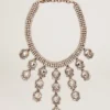 Collier pour femme couleur or antique orné de cristaux en forme de goutte
