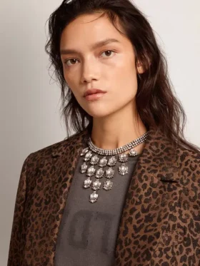Collier pour femme couleur or antique orné de cristaux en forme de goutte