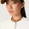 Collier ras-du-cou en ruban noir avec clous