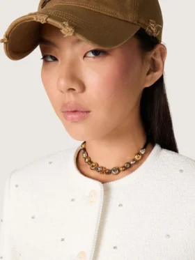Collier ras-du-cou en ruban noir avec clous