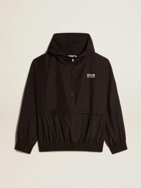 Coupe-vent noir à capuche