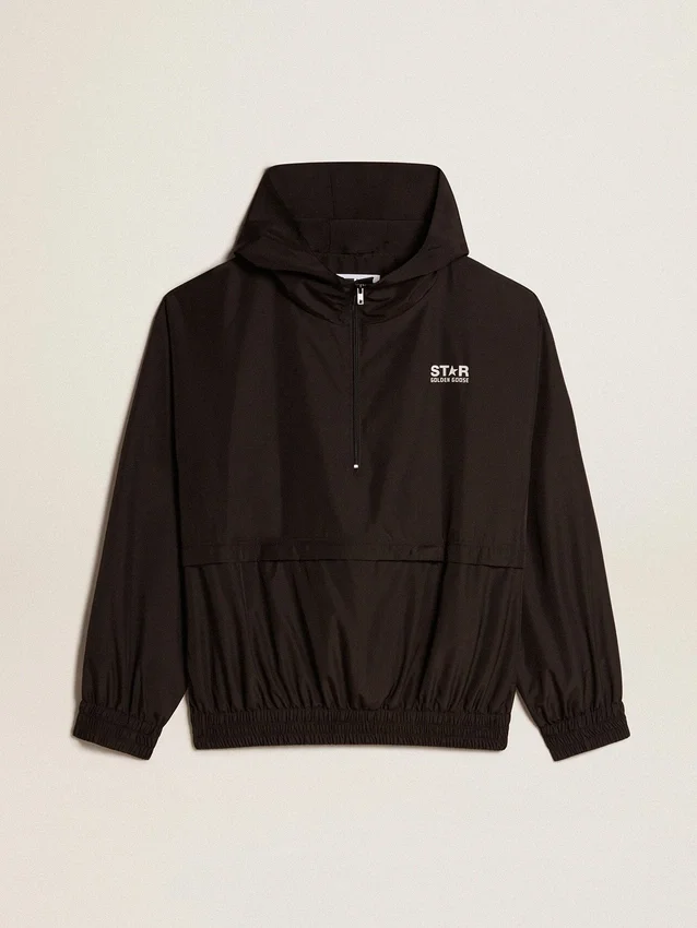 Coupe-vent noir à capuche