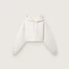 Court sweat-shirt à capuche pour femme Star en coton gris chiné