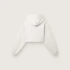 Court sweat-shirt à capuche pour femme Star en coton gris chiné