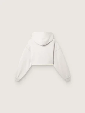Court sweat-shirt à capuche pour femme Star en coton gris chiné