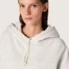 Court sweat-shirt à capuche pour femme Star en coton gris chiné