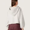 Court sweat-shirt à capuche pour femme Star en coton gris chiné
