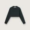 Court sweat-shirt en coton pour femme avec des cristaux sur le devant