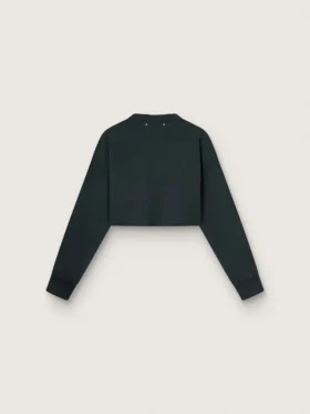 Court sweat-shirt en coton pour femme avec des cristaux sur le devant