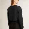 Court sweat-shirt en coton pour femme avec des cristaux sur le devant