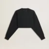 Court sweat-shirt en coton pour femme avec des cristaux sur le devant