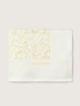 Couverture pour bébé Journey en polaire de coton blanche avec imprimé de mascottes rose pêche