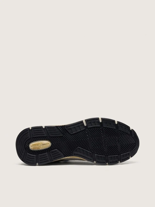 Dad-Star pour femme en cuir laminé argenté et mesh, avec étoile en cuir blanc et languette de talon argentée