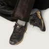Dad-Star pour femme en cuir naplak noir et cuir craquelé, avec étoile et languette de talon noires