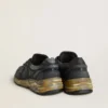 Dad-Star pour femme en cuir naplak noir et cuir craquelé, avec étoile et languette de talon noires