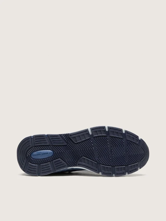Dad-Star pour femme en daim bleu denim avec étoile en cuir argenté