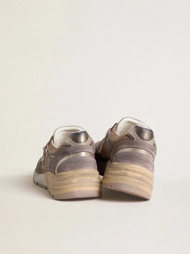 Dad-Star pour femme en daim lilas et maille, avec étoile et languette au talon en cuir laminé