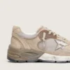 Dad-Star pour femme en maille beige et daim avec étoile en cuir argenté