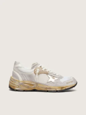 Dad-Star pour femme en mesh et daim blanc avec étoile dorée à la feuille
