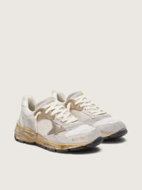 Dad-Star pour femme en mesh et daim blanc avec étoile dorée à la feuille