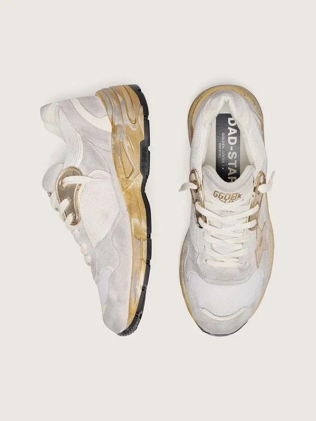 Dad-Star pour femme en mesh et daim blanc avec étoile dorée à la feuille