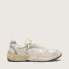 Dad-Star pour homme en daim et mesh avec étoile en cuir blanc et languette de talon en cuir beige