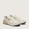 Dad-Star pour homme en daim et mesh avec étoile en cuir blanc et languette de talon en cuir beige