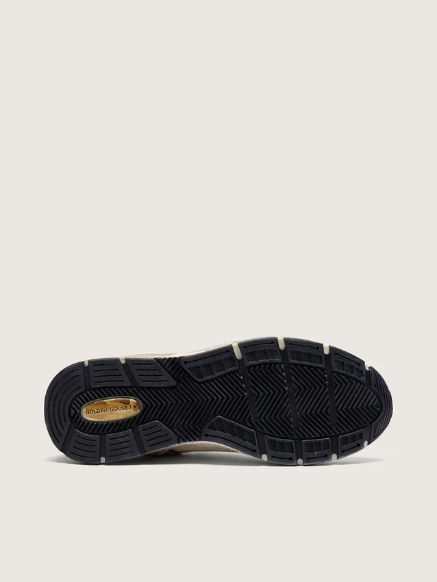 Dad-Star pour homme en daim et mesh avec étoile en cuir blanc et languette de talon en cuir beige