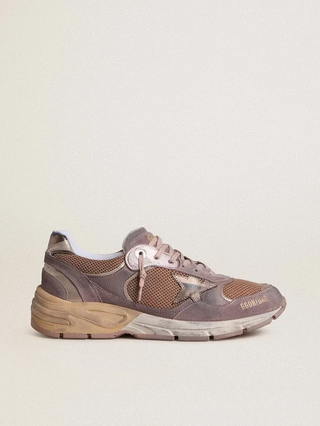 Dad-Star pour homme en daim lilas et mesh, avec étoile et languette au talon en cuir laminé