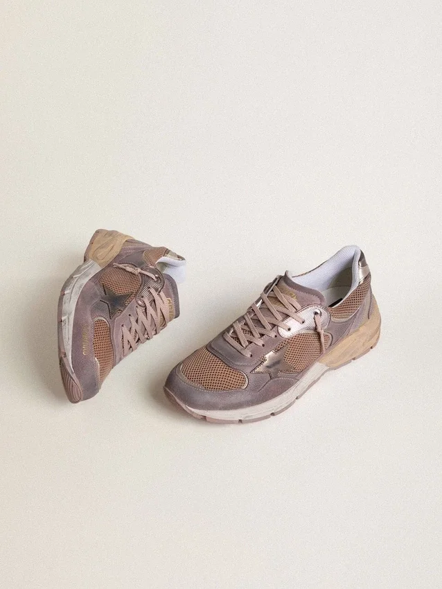 Dad-Star pour homme en daim lilas et mesh, avec étoile et languette au talon en cuir laminé