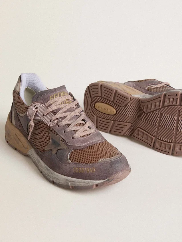 Dad-Star pour homme en daim lilas et mesh, avec étoile et languette au talon en cuir laminé