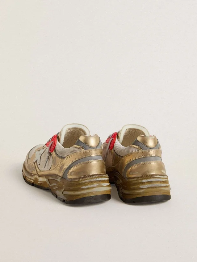 Dad-Star pour homme en mesh et cuir doré à la feuille avec étoile en cuir blanc
